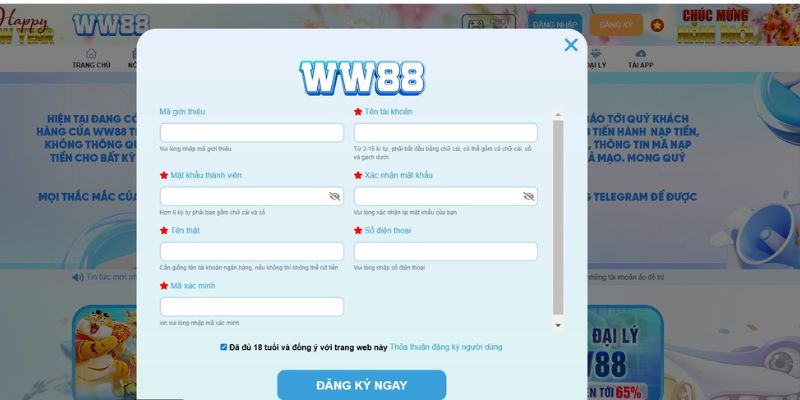 Đăng ký account nhà cái WW8 đơn giản